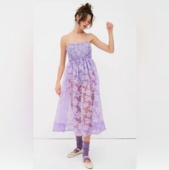 For Love and Lemons Floral Midi Dress Women's XS Purple Lavender Dress - Picture 1 of 16